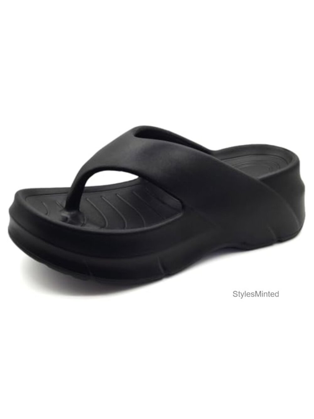 Women's Platform Flip Flops with Arch Support Chunky Heeled Slides Casual